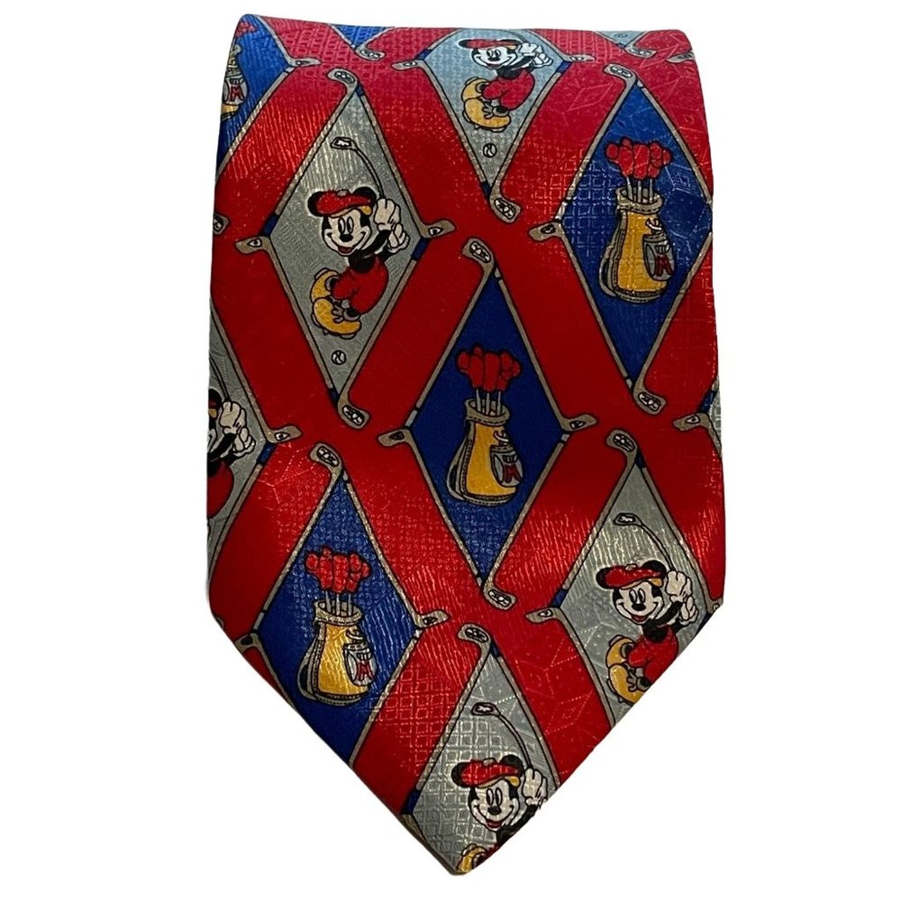 Mickey Mouse Golf Men's Tie Disney Mickey Unlimited 100% Polyester Red‎ Italy